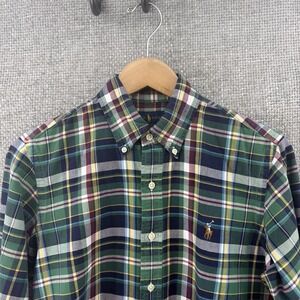 Ralph Lauren Classic Fit Button Down Shirt Green Plaid Mens Small Flesh Pony